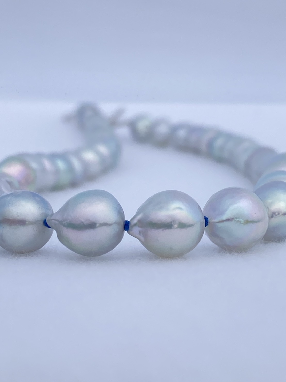 One-of-a-Kind 9mm Blue Akoya Pearl Strand
