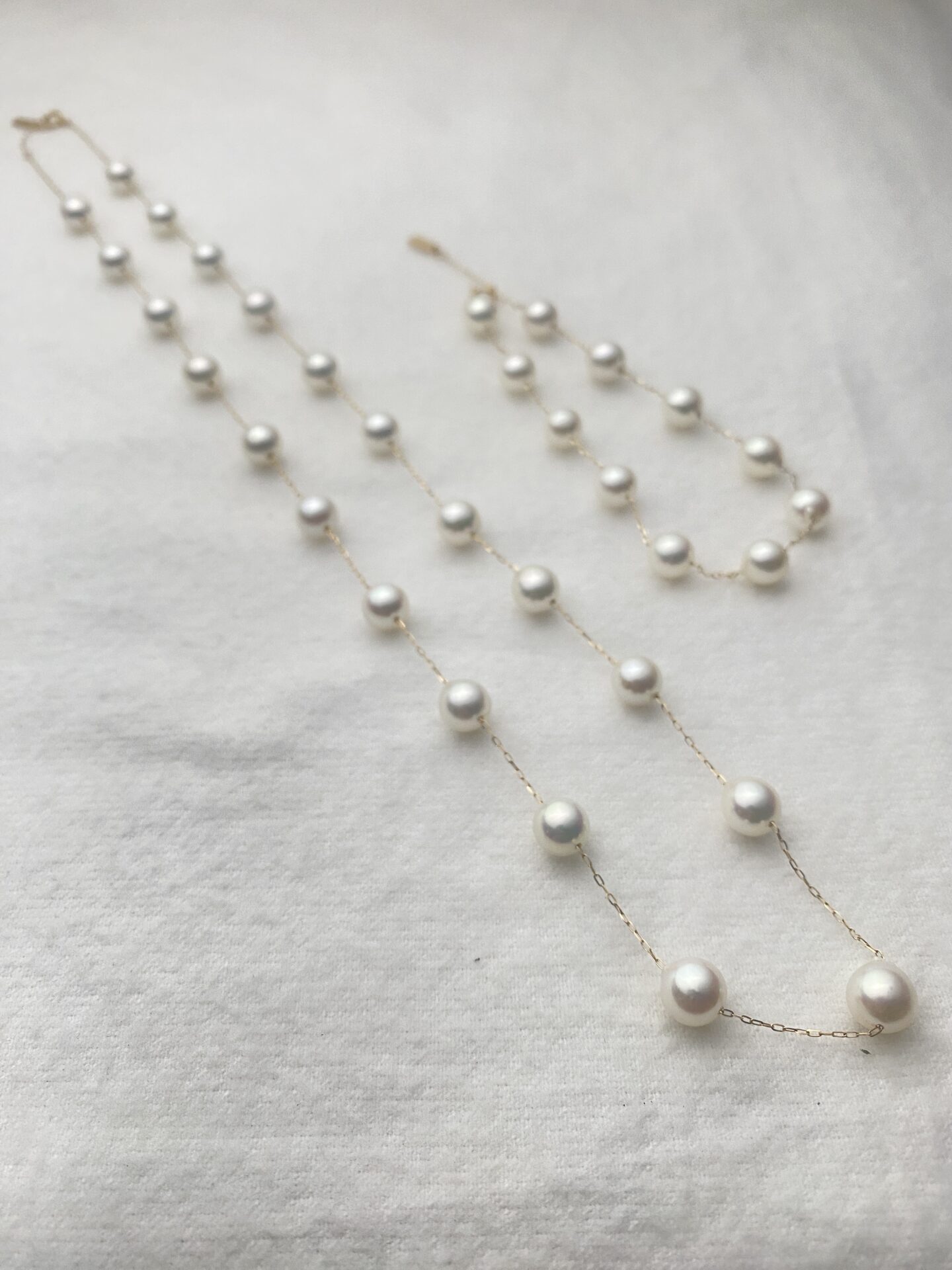 Station Flow – K18 Akoya Necklace & Bracelet Set(Reserved)