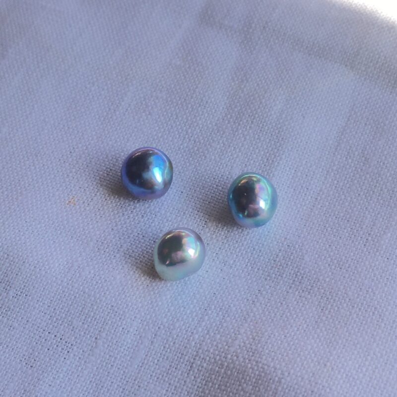 Three natural-color Akoya pearls selected by Flower Jem