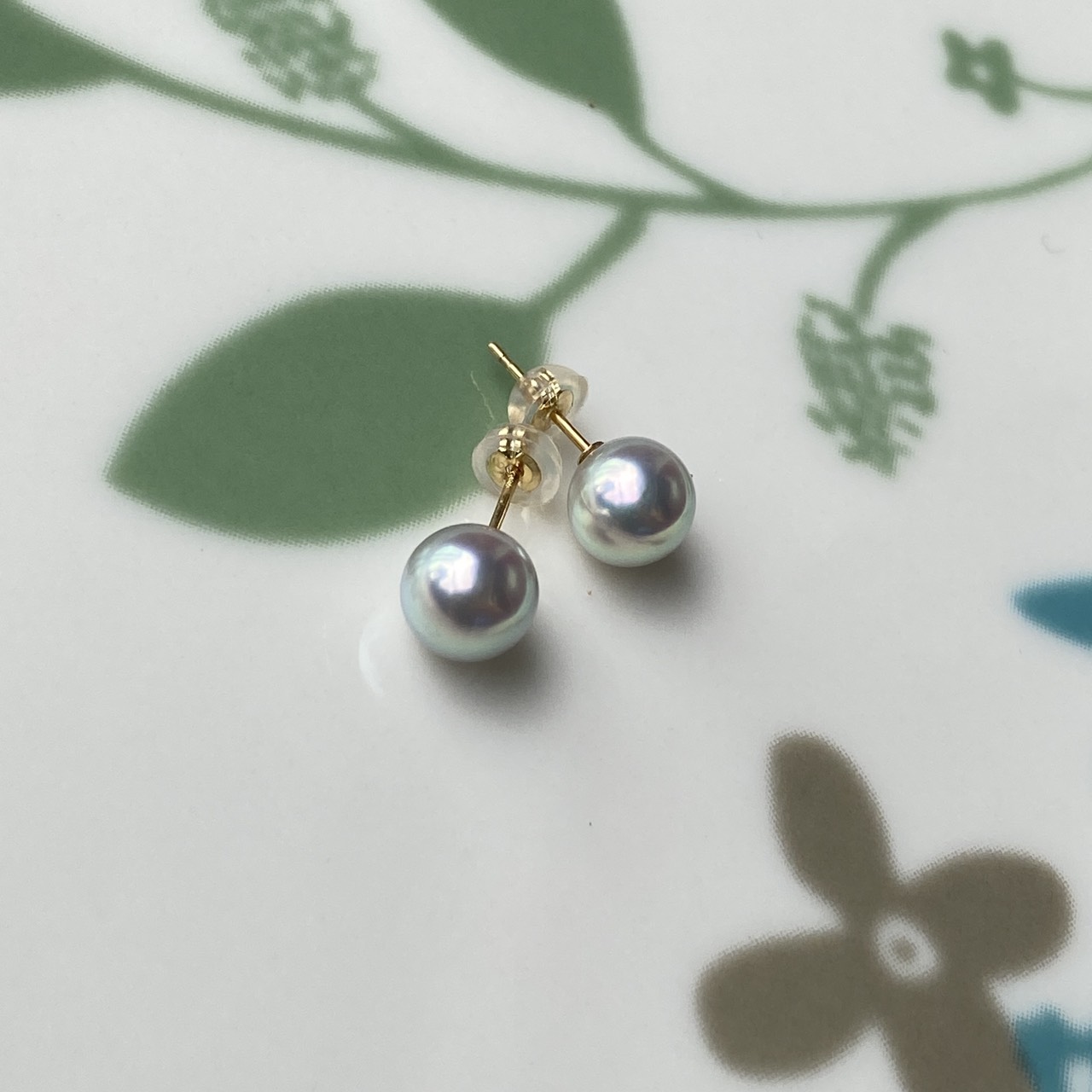 Soap Bubble Akoya pearl earrings with iridescent luster